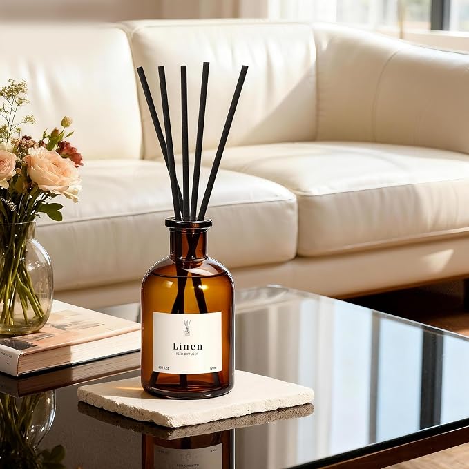 Reed Diffuser Set, 8.12 fl.oz Linen Scented Oil Diffuser, Home Fragrance Reed Diffusers for Bathroom Shelf Decor & Air