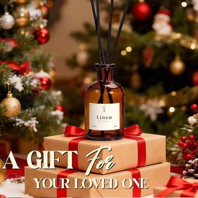 Reed Diffuser Set, 8.12 fl.oz Linen Scented Oil Diffuser, Home Fragrance Reed Diffusers for Bathroom Shelf Decor & Air