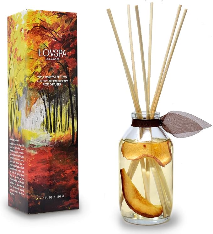 Reed Diffuser Set, Apple Harvest Scented Oil Diffuser with Sticks, Home Fragrance Accessories for Bathroom Shelf Decor