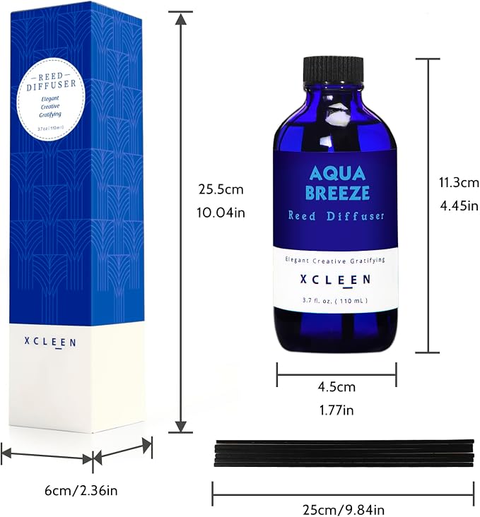 Reed Diffuser Set, Aqua Breeze Scented Oil Diffuser with Sticks, Long-Lasting Home Fragrance Reed Diffusers for Bathroom