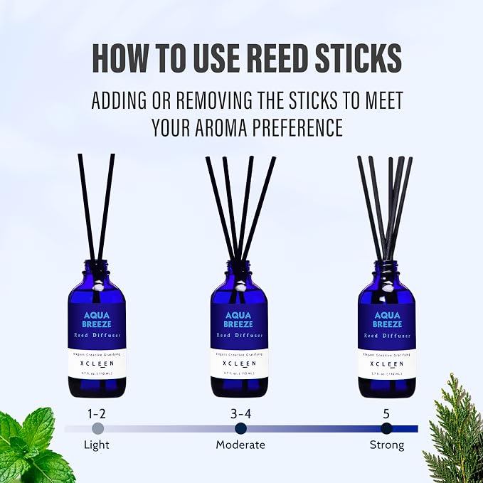 Reed Diffuser Set, Aqua Breeze Scented Oil Diffuser with Sticks, Long-Lasting Home Fragrance Reed Diffusers for Bathroom