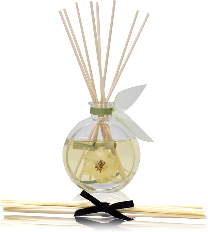 Reed Diffuser Set, Bamboo Jasmine Scented Oil Diffuser with Sticks, Home Fragrance Accessories for Bathroom Shelf Decor