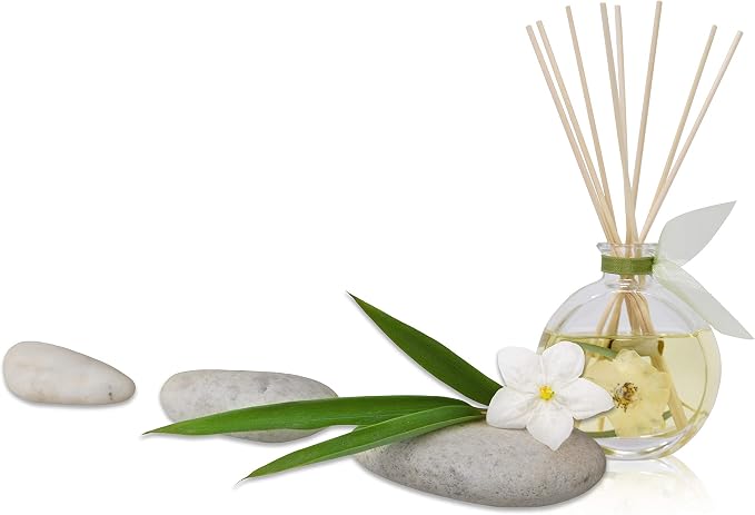 Reed Diffuser Set, Bamboo Jasmine Scented Oil Diffuser with Sticks, Home Fragrance Accessories for Bathroom Shelf Decor
