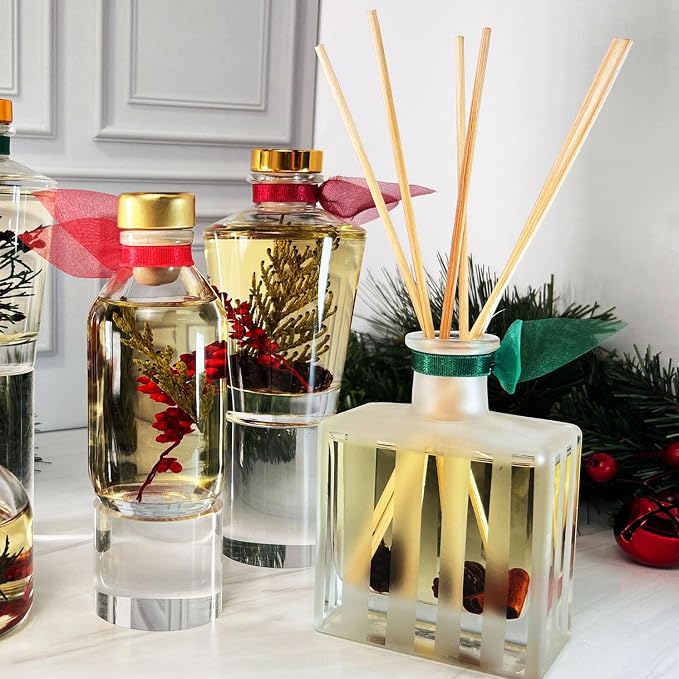 Reed Diffuser Set, Bamboo Jasmine Scented Oil Diffuser with Sticks, Home Fragrance Accessories for Bathroom Shelf Decor