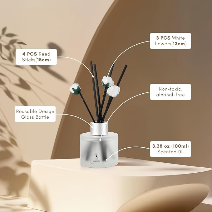 Reed Diffuser Set, Bamboo Scented, Reed diffusers for Home, Home Fragrance Diffuser with 7 Reed Sticks for Room/Bathroom