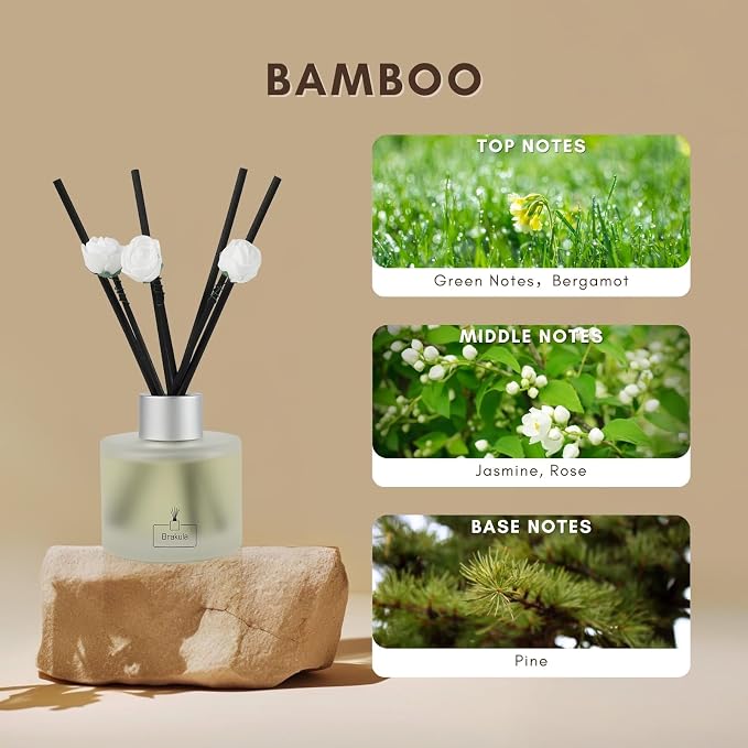 Reed Diffuser Set, Bamboo Scented, Reed diffusers for Home, Home Fragrance Diffuser with 7 Reed Sticks for Room/Bathroom