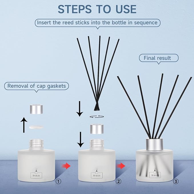Reed Diffuser Set, Camellia & Cherry Blossom Scented Oil Diffusers with 8 Sticks for Rome & Office Decor, 3.4 oz/100 ml