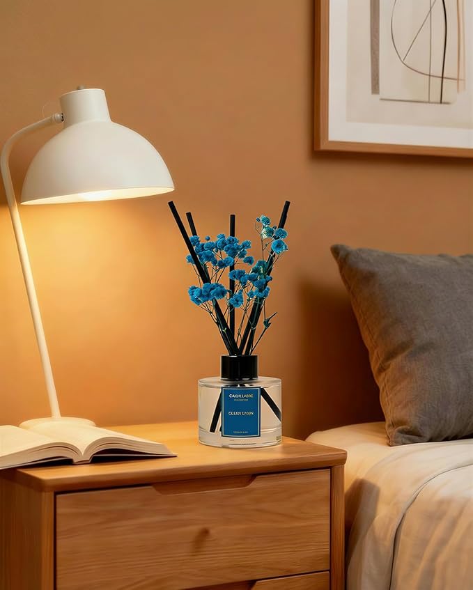 Reed Diffuser Set-Clean Linen Scent Fragrance Oil Diffuser with 6 Reed Sticks | Home & Bedroom Bathroom Decor,3.38 fl oz