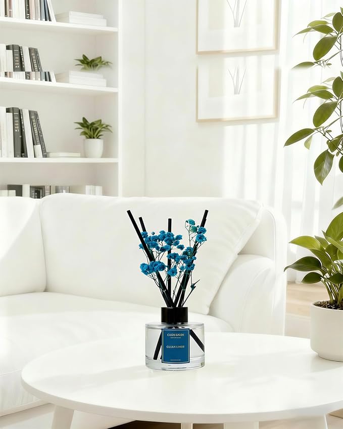 Reed Diffuser Set-Clean Linen Scent Fragrance Oil Diffuser with 6 Reed Sticks | Home & Bedroom Bathroom Decor,3.38 fl oz