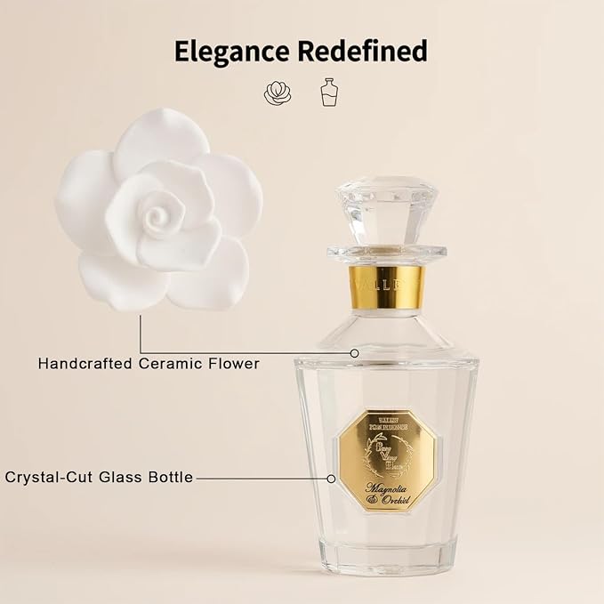 Reed Diffuser Set, Diffuser Rose Petals Gypsum White Flower Oil 100Ml / 3.38fl OZ Gift Box for Bathroom Office, alternate