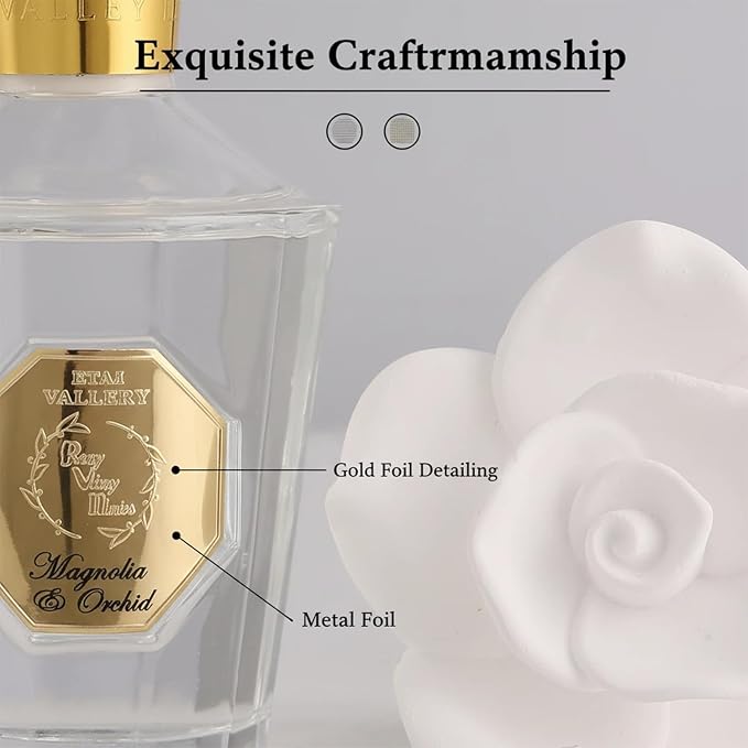 Reed Diffuser Set, Diffuser Rose Petals Gypsum White Flower Oil 100Ml / 3.38fl OZ Gift Box for Bathroom Office, alternate