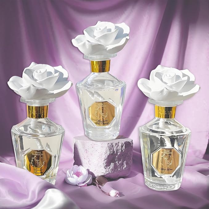 Reed Diffuser Set, Diffuser Rose Petals Gypsum White Flower Oil 100Ml / 3.38fl OZ Gift Box for Bathroom Office, alternate