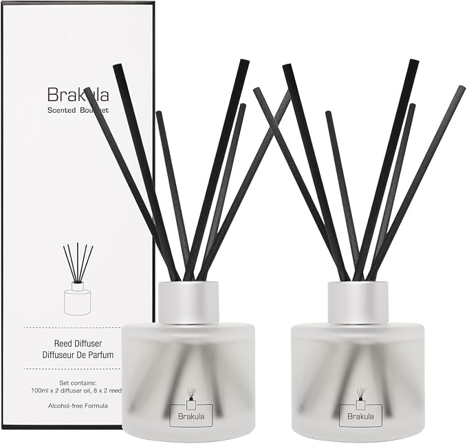 Reed Diffuser Set- Eucalyptus & Mint Scented Home Fragrance, 3.4OZ(100ml) x 2, Essential Oil Diffuser for Living Room