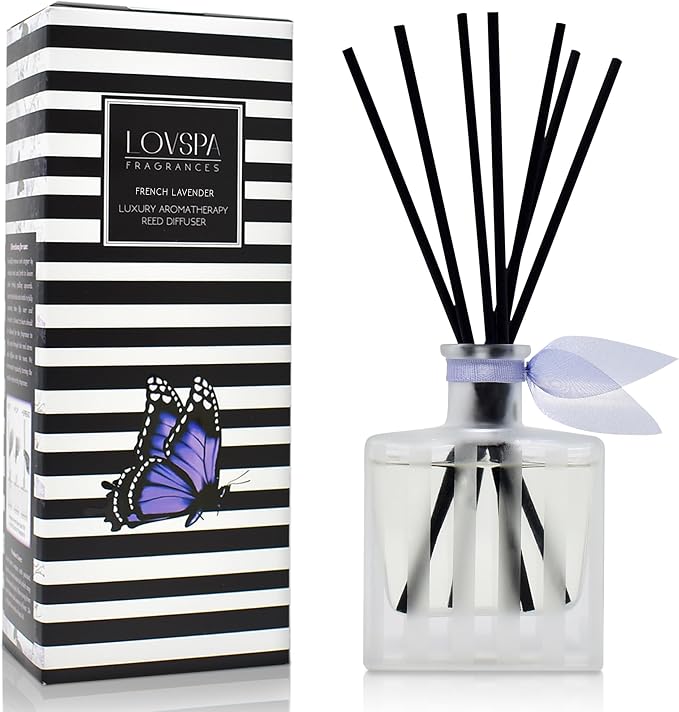 Reed Diffuser Set, French Lavender Scented Oil Diffuser with Sticks, Home Fragrance Accessories for Bathroom Shelf Decor