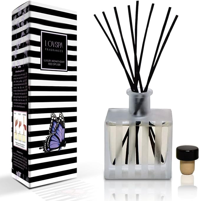 Reed Diffuser Set, French Lavender Scented Oil Diffuser with Sticks, Home Fragrance Accessories for Bathroom Shelf Decor
