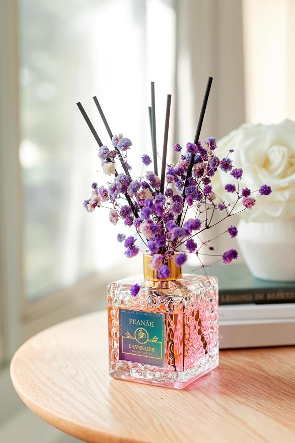 Reed Diffuser Set - French Lavender Scented Oil, Oil Diffuser Sticks, Bathroom Diffuser, Bathroom Shelf Decor, alternate