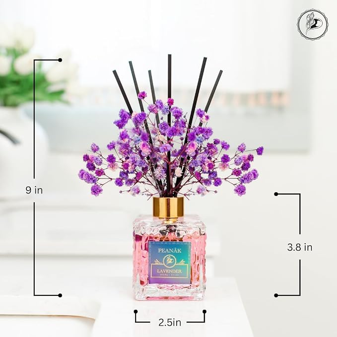 Reed Diffuser Set - French Lavender Scented Oil, Oil Diffuser Sticks, Bathroom Diffuser, Bathroom Shelf Decor, alternate