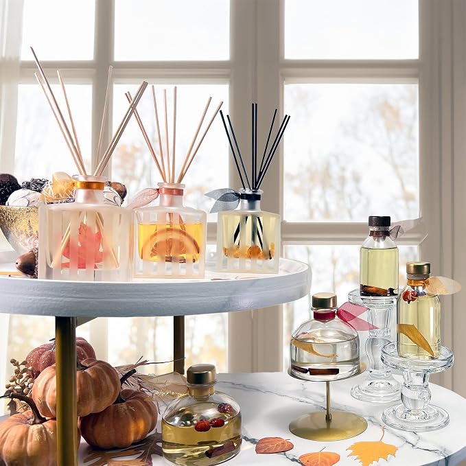 Reed Diffuser Set, Heirloom Pumpkin Scented Oil Diffuser with Sticks, Home Fragrance Accessories for Bathroom Shelf Decor