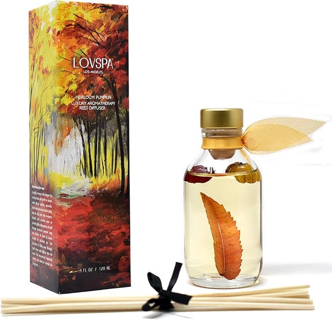 Reed Diffuser Set, Heirloom Pumpkin Scented Oil Diffuser with Sticks, Home Fragrance Accessories for Bathroom Shelf Decor