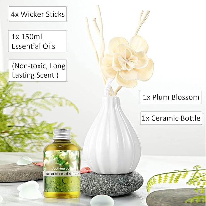 Reed Diffuser Set, Home Fragrance & Decorative Diffuser, Dried Flower Aromatherapy Oil Set, Oil Diffuser Sticks, alternate