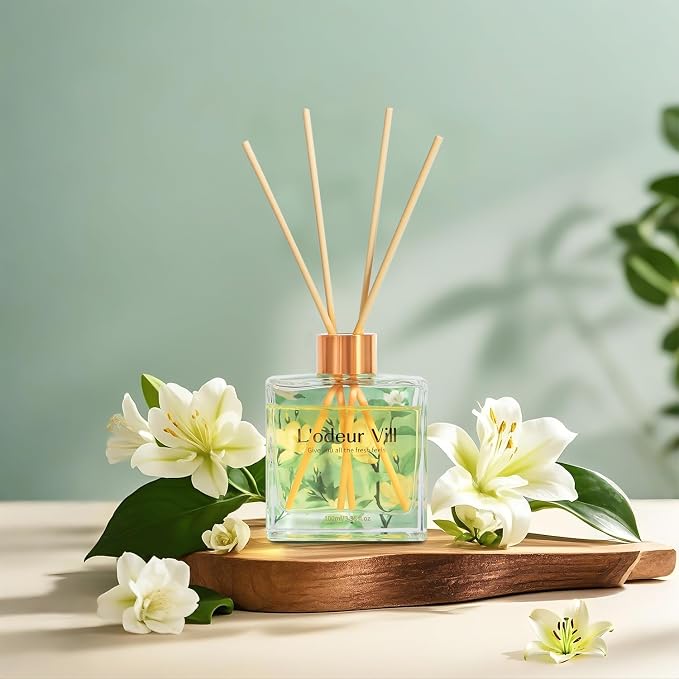 Reed Diffuser Set/Jasmine & Lily/3.38 fl.oz(100ML)/1 Pack with 6 Reed Sticks/Home Fragrance Diffuser, alternate product view