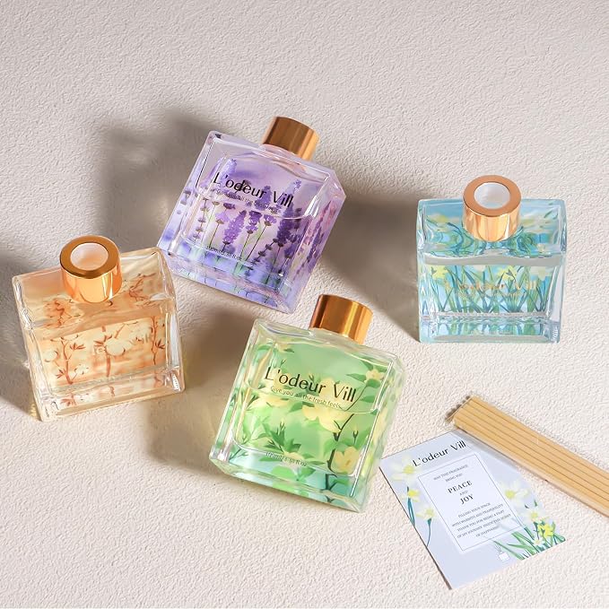 Reed Diffuser Set/Jasmine & Lily/3.38 fl.oz(100ML)/1 Pack with 6 Reed Sticks/Home Fragrance Diffuser, alternate product view
