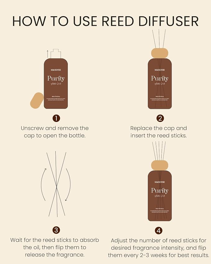 Reed Diffuser Set, Jasmine Sandalwood Scented 6.3 fl oz Natural Essential Oil Diffusers with Sticks, alternate product view 7