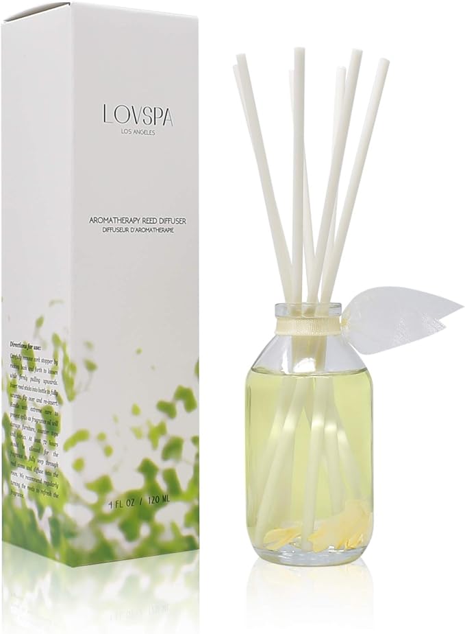 Reed Diffuser Set, Jasmine Vanilla Scented Oil Diffuser with Sticks, Home Fragrance Accessories for Bathroom Shelf Decor