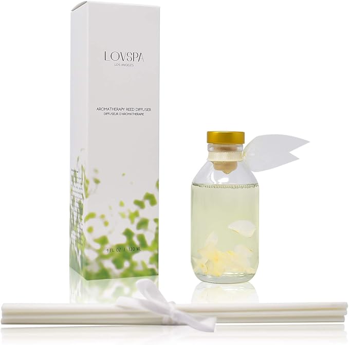 Reed Diffuser Set, Jasmine Vanilla Scented Oil Diffuser with Sticks, Home Fragrance Accessories for Bathroom Shelf Decor