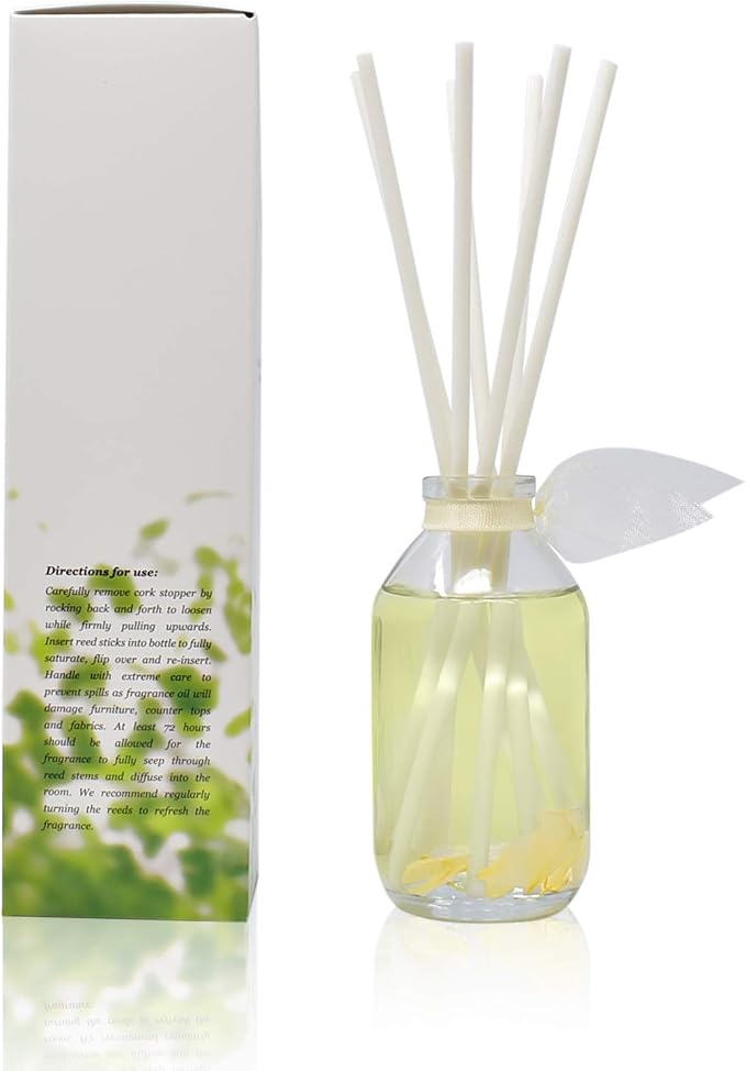 Reed Diffuser Set, Jasmine Vanilla Scented Oil Diffuser with Sticks, Home Fragrance Accessories for Bathroom Shelf Decor
