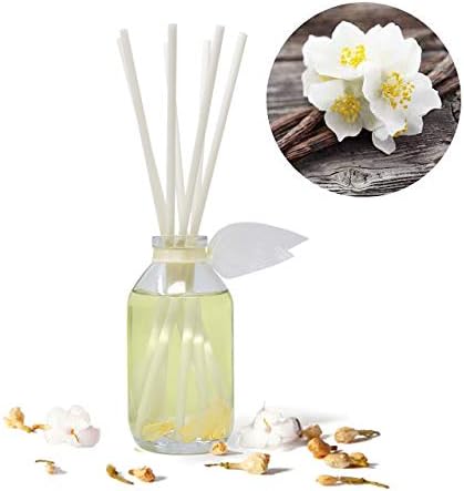 Reed Diffuser Set, Jasmine Vanilla Scented Oil Diffuser with Sticks, Home Fragrance Accessories for Bathroom Shelf Decor