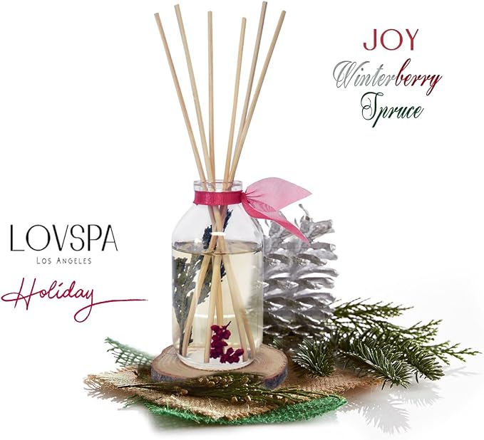 Reed Diffuser Set, Joy Winterberry Spruce Scented Oil Diffuser with Sticks, Home Fragrance Accessories for Bathroom Shelf