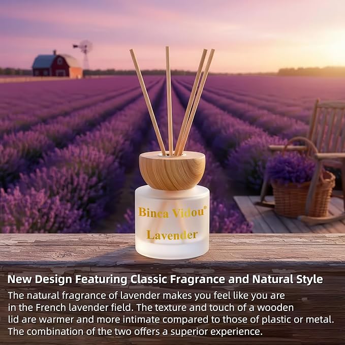 Reed Diffuser Set, Lavender & Jasmine Natural Scent Oil Diffusers with Sticks for Home Office Bathroom Aromatherapy Decor