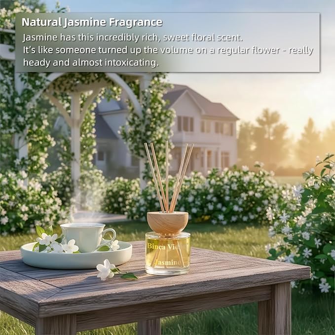Reed Diffuser Set, Lavender & Jasmine Natural Scent Oil Diffusers with Sticks for Home Office Bathroom Aromatherapy Decor
