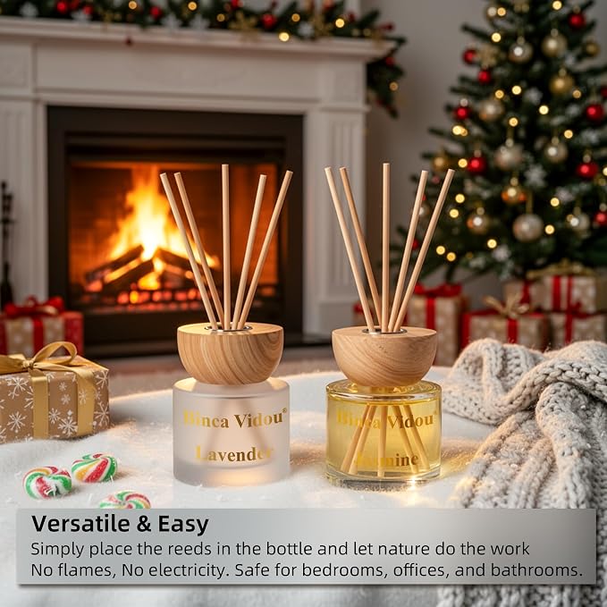 Reed Diffuser Set, Lavender & Jasmine Natural Scent Oil Diffusers with Sticks for Home Office Bathroom Aromatherapy Decor