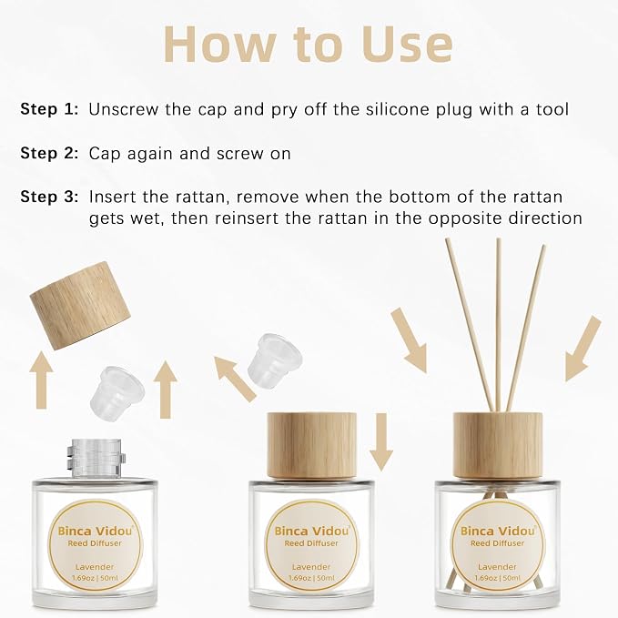 Reed Diffuser Set, Lavender Orange & Lemon Natural Scent Oil Diffusers with Sticks for Home Office Bathroom Aromatherapy