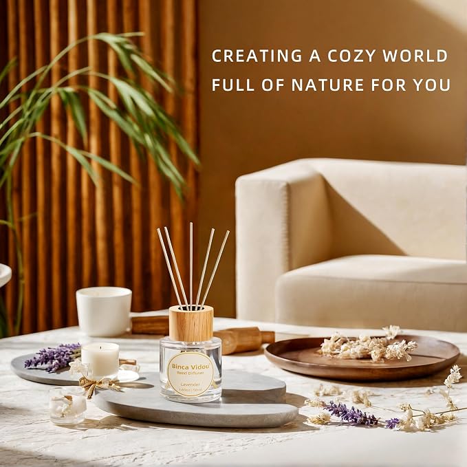 Reed Diffuser Set, Lavender Orange & Lemon Natural Scent Oil Diffusers with Sticks for Home Office Bathroom Aromatherapy
