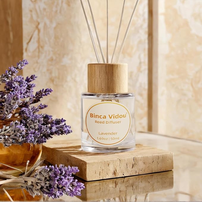 Reed Diffuser Set, Lavender Orange & Lemon Natural Scent Oil Diffusers with Sticks for Home Office Bathroom Aromatherapy