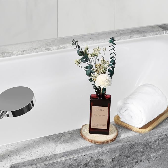 Reed Diffuser Set - Lily Tuberose Essential Oil, 5.07oz/150ml Floral Aroma Oils Scents with Flower Decoration and Rattan