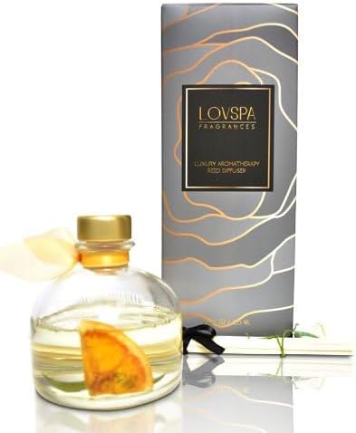 Reed Diffuser Set, Mandarin Lime & Basil Scented Oil Diffuser with Sticks, Home Fragrance Accessories for Bathroom Shelf