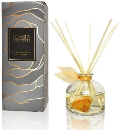 Reed Diffuser Set, Mandarin Lime & Basil Scented Oil Diffuser with Sticks, Home Fragrance Accessories for Bathroom Shelf
