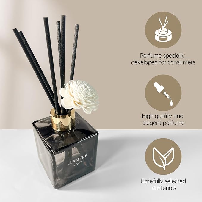 Reed Diffuser Set, My Way Floral Fragrance Diffuser 6.1 fl oz with 6 Reed Sticks Long-Lasting Home Fragrance Reed Diffuser