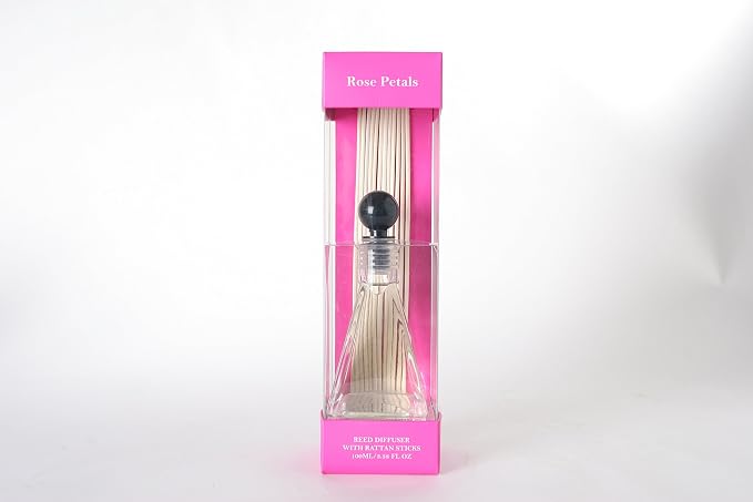 Reed Diffuser Set of 2 – 3.4 oz Rose Floral Petals Scented Oil Diffuser with Reeds Long Lasting Home Fragrance for Bathroom