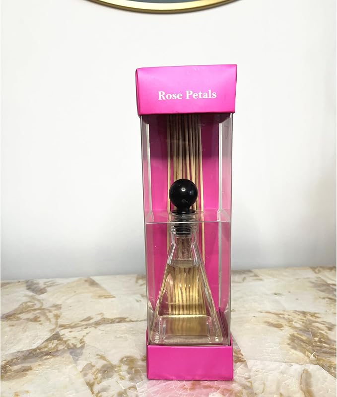 Reed Diffuser Set of 2 – 3.4 oz Rose Floral Petals Scented Oil Diffuser with Reeds Long Lasting Home Fragrance for Bathroom