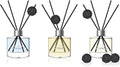 Reed Diffuser Set of 3 | Aromatherapy Fragrance Oil | 12 Sticks and 6 Rattan Balls, 3 x 50ML | Home, Office, Bathroom