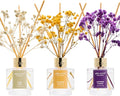 Reed Diffuser Set of 3,Clean Linen Cashmere Vanilla Lavender Garden Oil Reed Diffusers for Bedroom Living Room Office