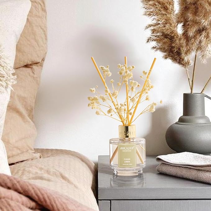 Reed Diffuser Set of 3,Clean Linen Cashmere Vanilla Lavender Garden Oil Reed Diffusers for Bedroom Living Room Office