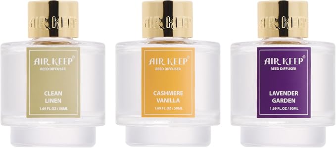 Reed Diffuser Set of 3,Clean Linen Cashmere Vanilla Lavender Garden Oil Reed Diffusers for Bedroom Living Room Office