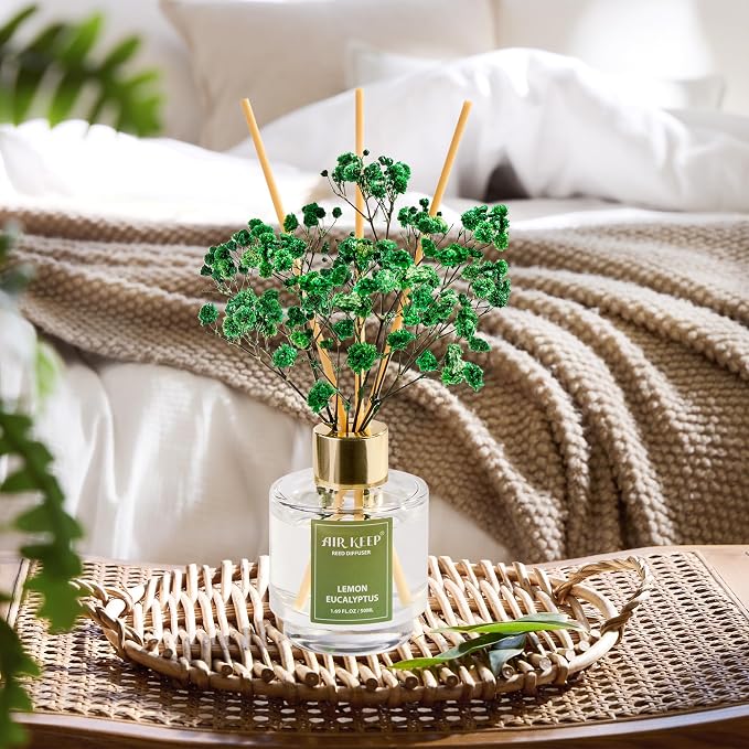 Reed Diffuser Set of 3, Coconut Pineapple Lemon Eucalyptus Cranberry Apple Oil Reed Diffusers for Bedroom Living Room Office