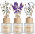 Reed Diffuser Set of 3, Lavender, Jasmine & White Tea, Sage & Sea Salt Natural Scent Oil Diffusers with Sticks for Home